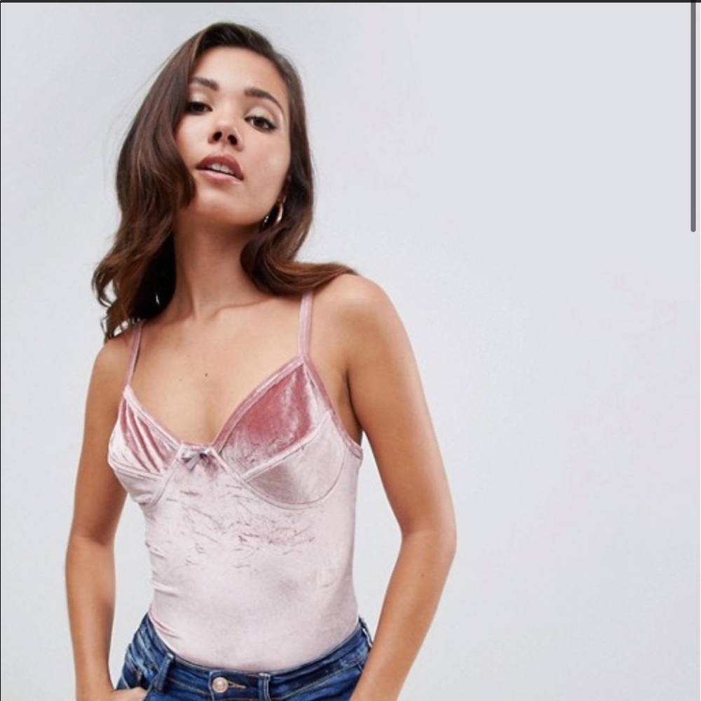 ASOS DESIGN cami body with cup detail in velvet